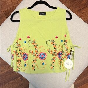 Vibrant Lime Embroidered Crop Top by Pretty Savvy